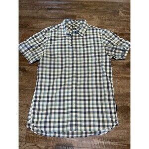 The North Face Shirt Mens Medium Blue Check Hiking Short Sleeve Gorpcore Outdoor